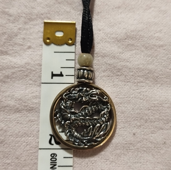 Elegant Gold and Silver Dragon Pendant Necklace Lenox 925 - Picture 2 of 4